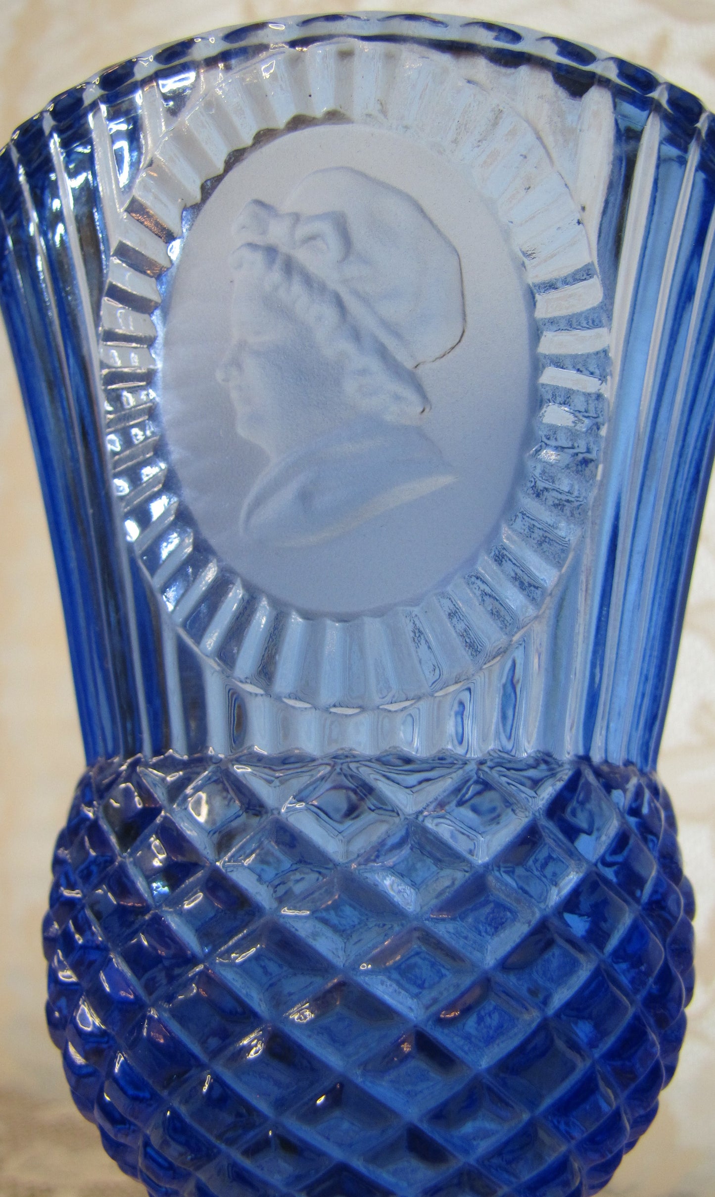 Avon; Fostoria Martha Washington Goblet, Cobalt Blue, 8.25" Tall x 4"Dia , Used, Excellent