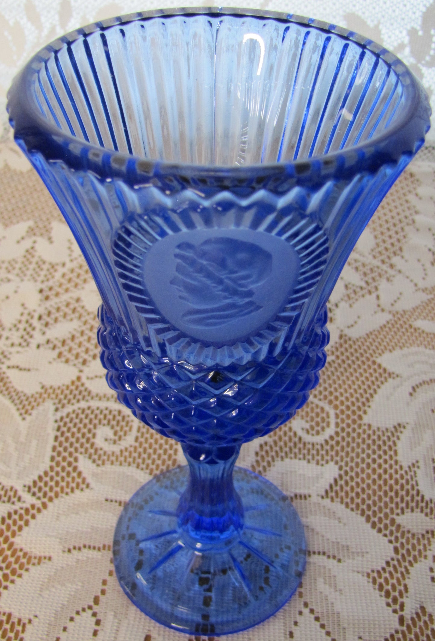 Avon; Fostoria Martha Washington Goblet, Cobalt Blue, 8.25" Tall x 4"Dia , Used, Excellent