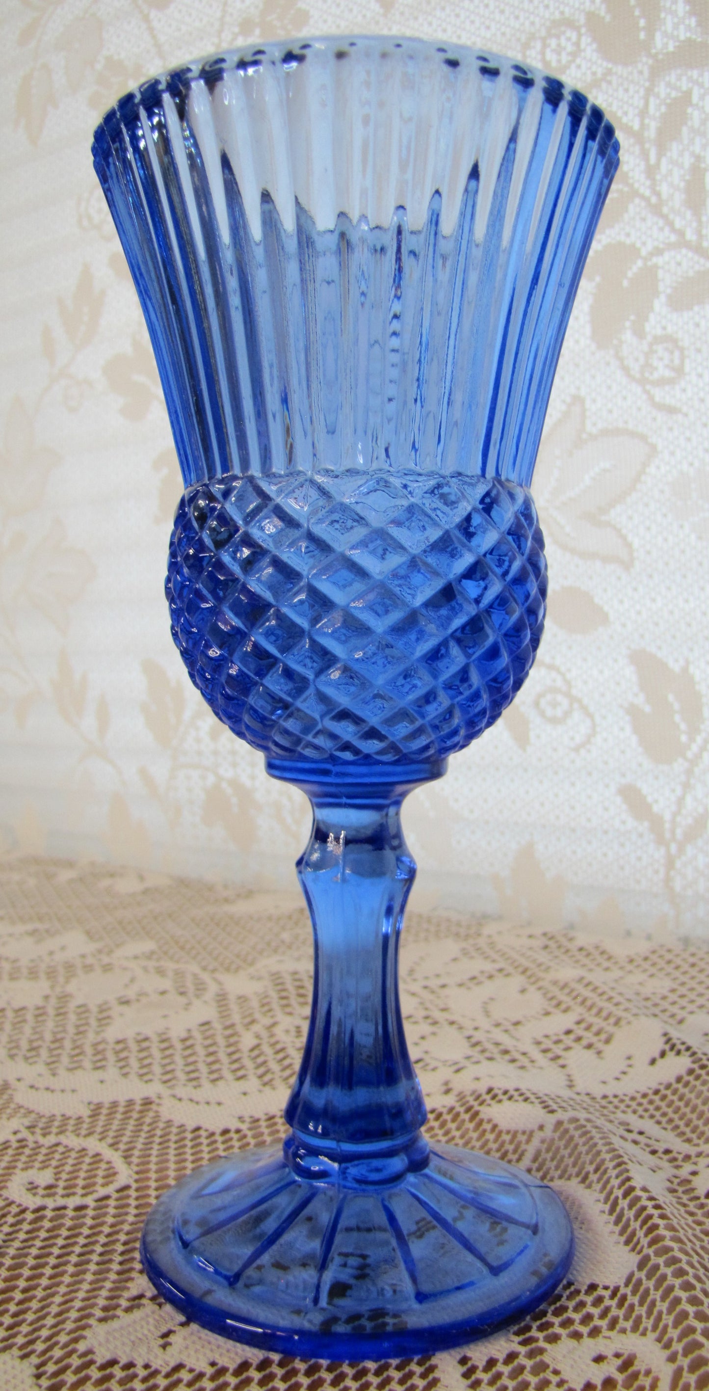 Avon; Fostoria Martha Washington Goblet, Cobalt Blue, 8.25" Tall x 4"Dia , Used, Excellent