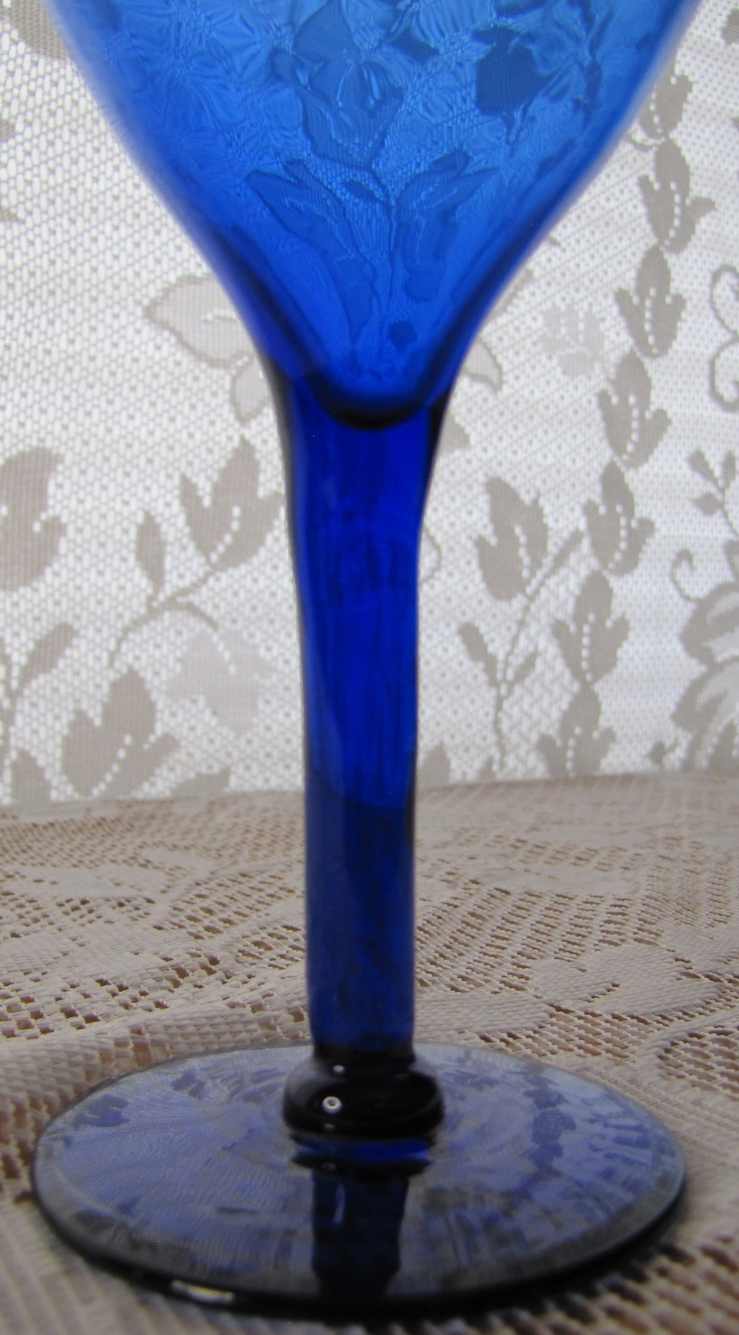 Vintage; Colony Helena Blue Wine Glass, 7" Tall, Handspun, Used, Antique, Excellent Condition