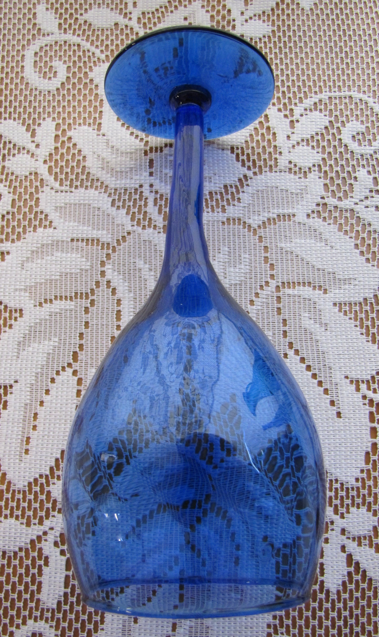 Vintage; Colony Helena Blue Wine Glass, 7" Tall, Handspun, Used, Antique, Excellent Condition