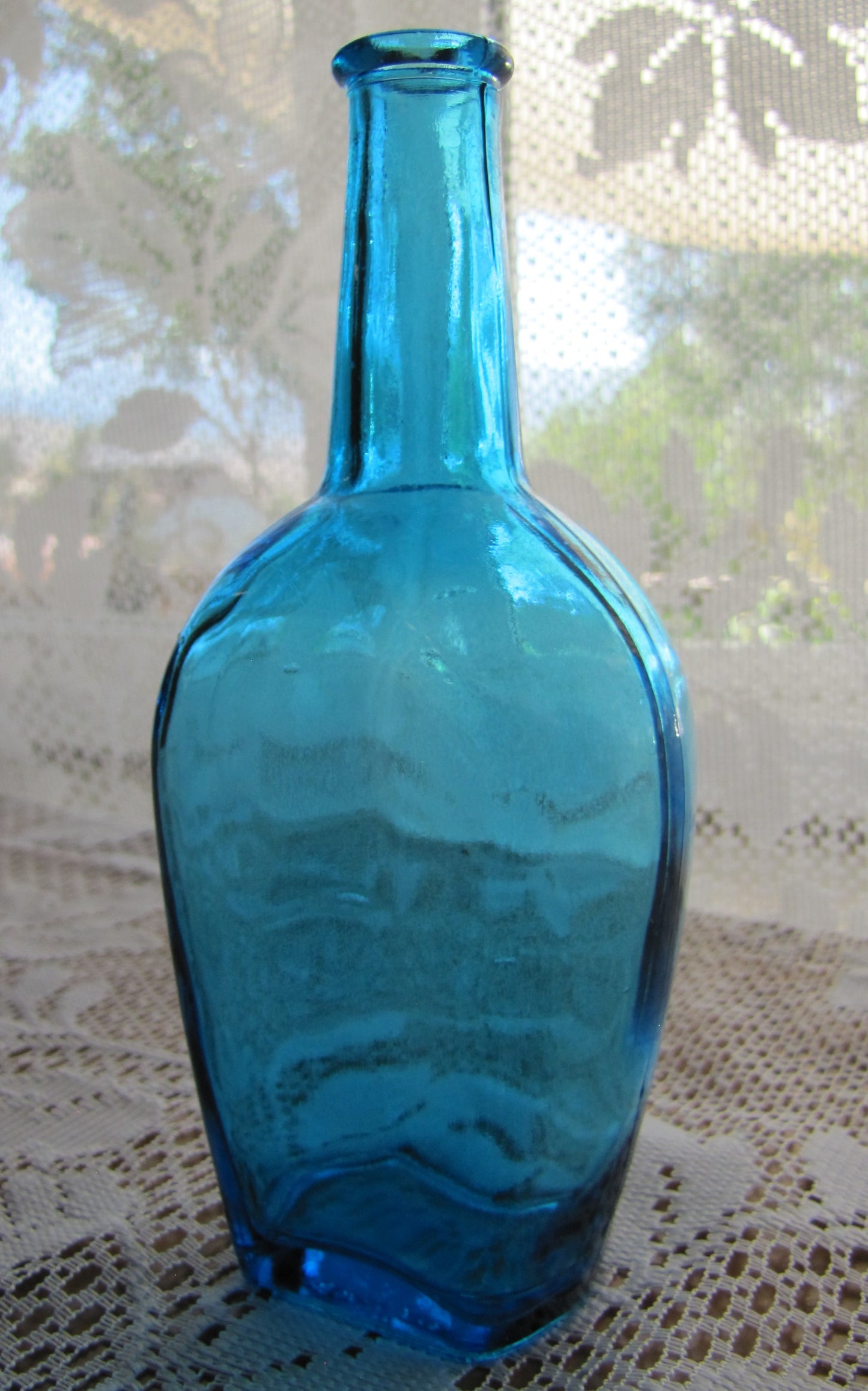 Vintage; Aqua Blue Glass Bottle, Made in Japan , 6" Tall,  Used, Excellent Condition