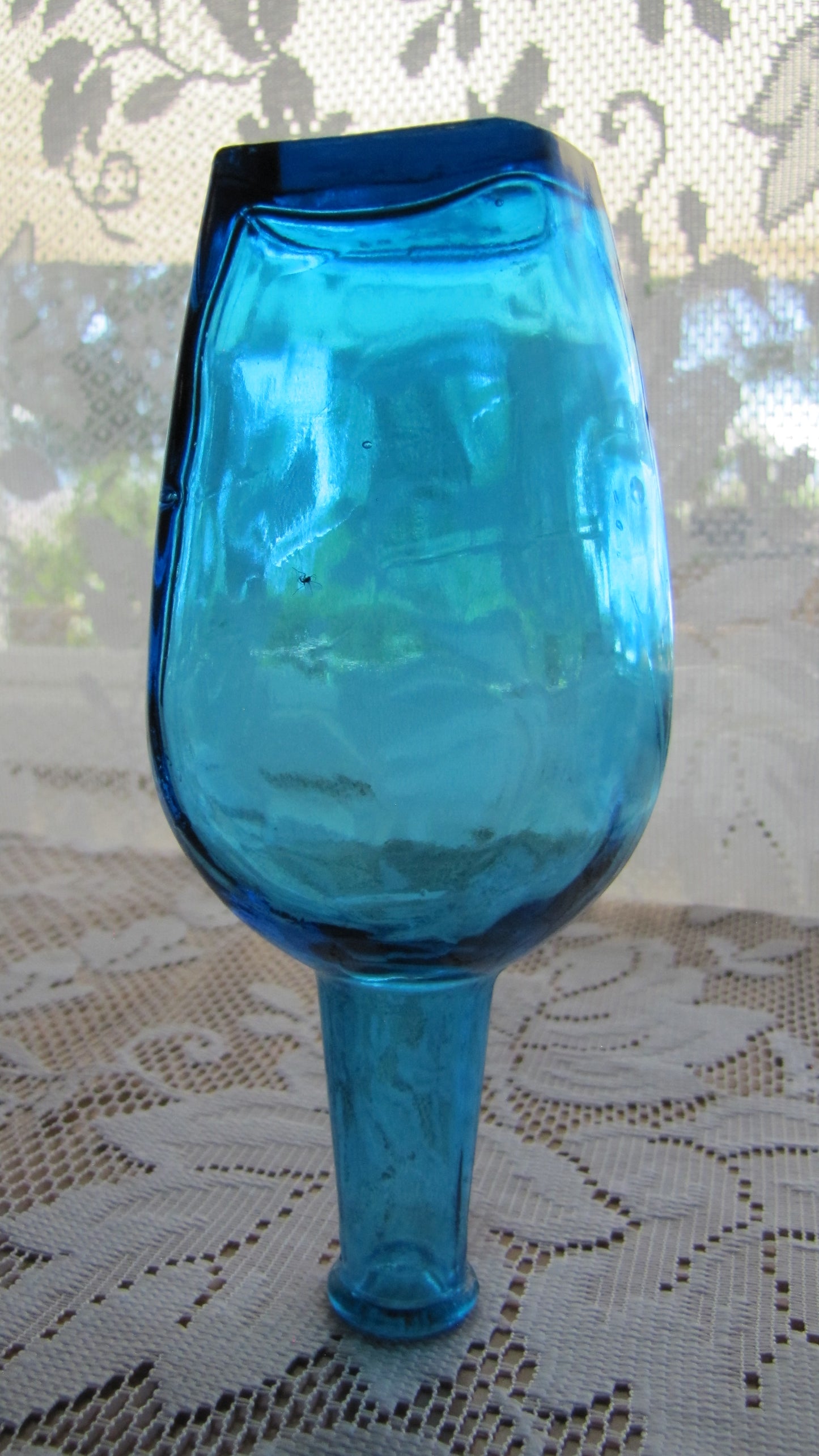 Vintage; Aqua Blue Glass Bottle, Made in Japan , 6" Tall,  Used, Excellent Condition