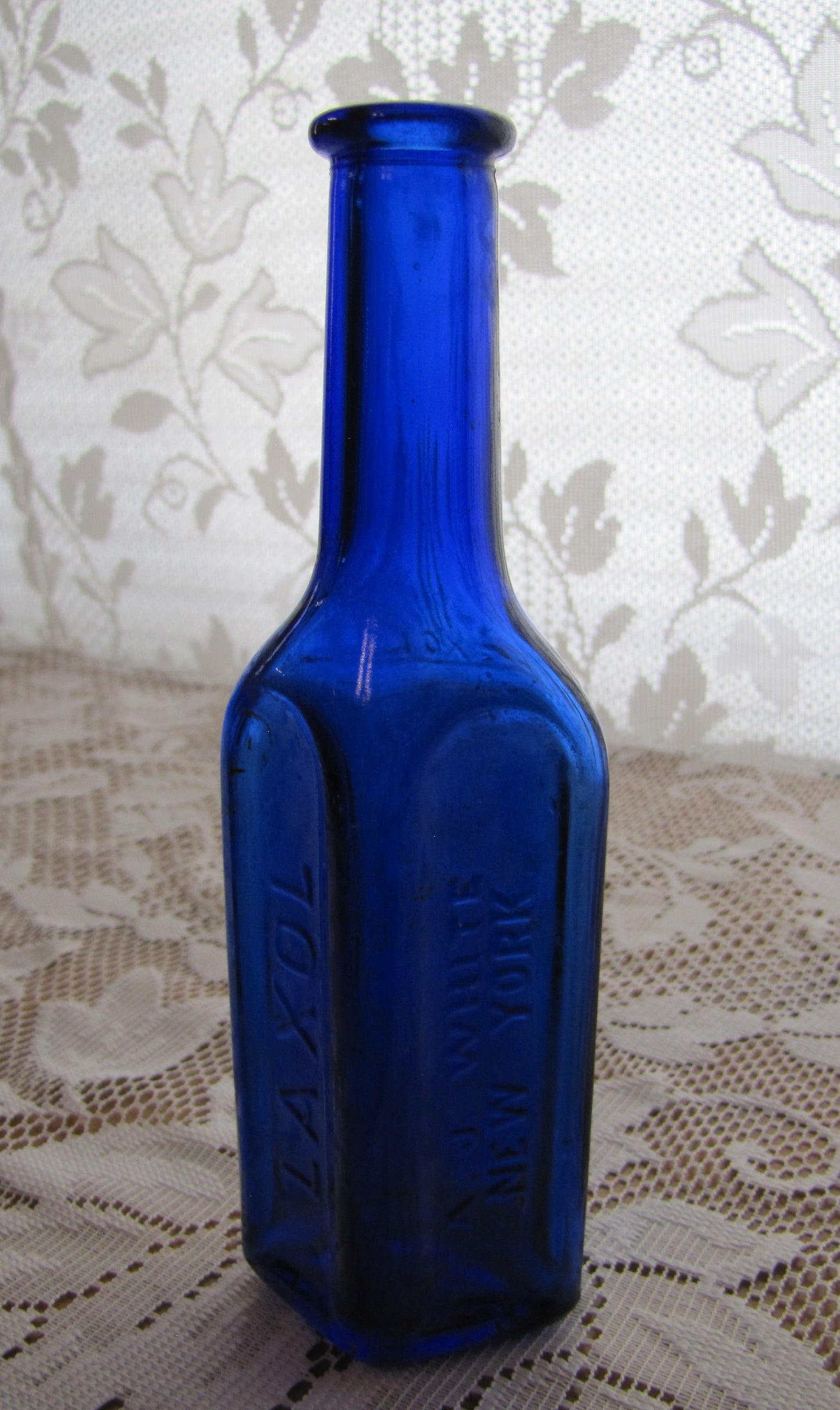 Antique;1890's 7" High Cobalt Blue Sunroom Decorator Glass Bottle, LAXOL, A.J. WHITE , NEW YORK , Used, Excellent Condition