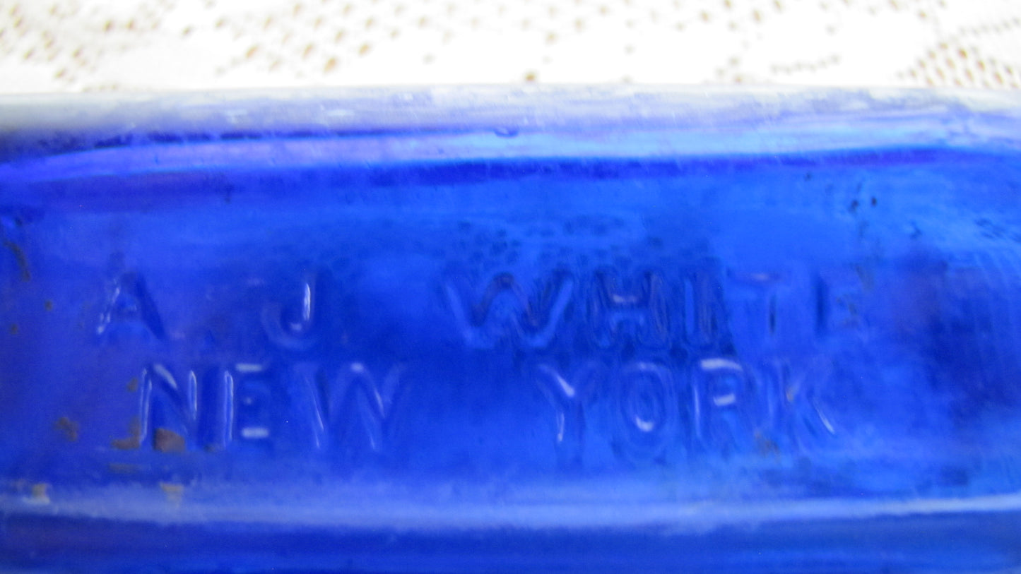 Antique;1890's 7" High Cobalt Blue Sunroom Decorator Glass Bottle, LAXOL, A.J. WHITE , NEW YORK , Used, Excellent Condition