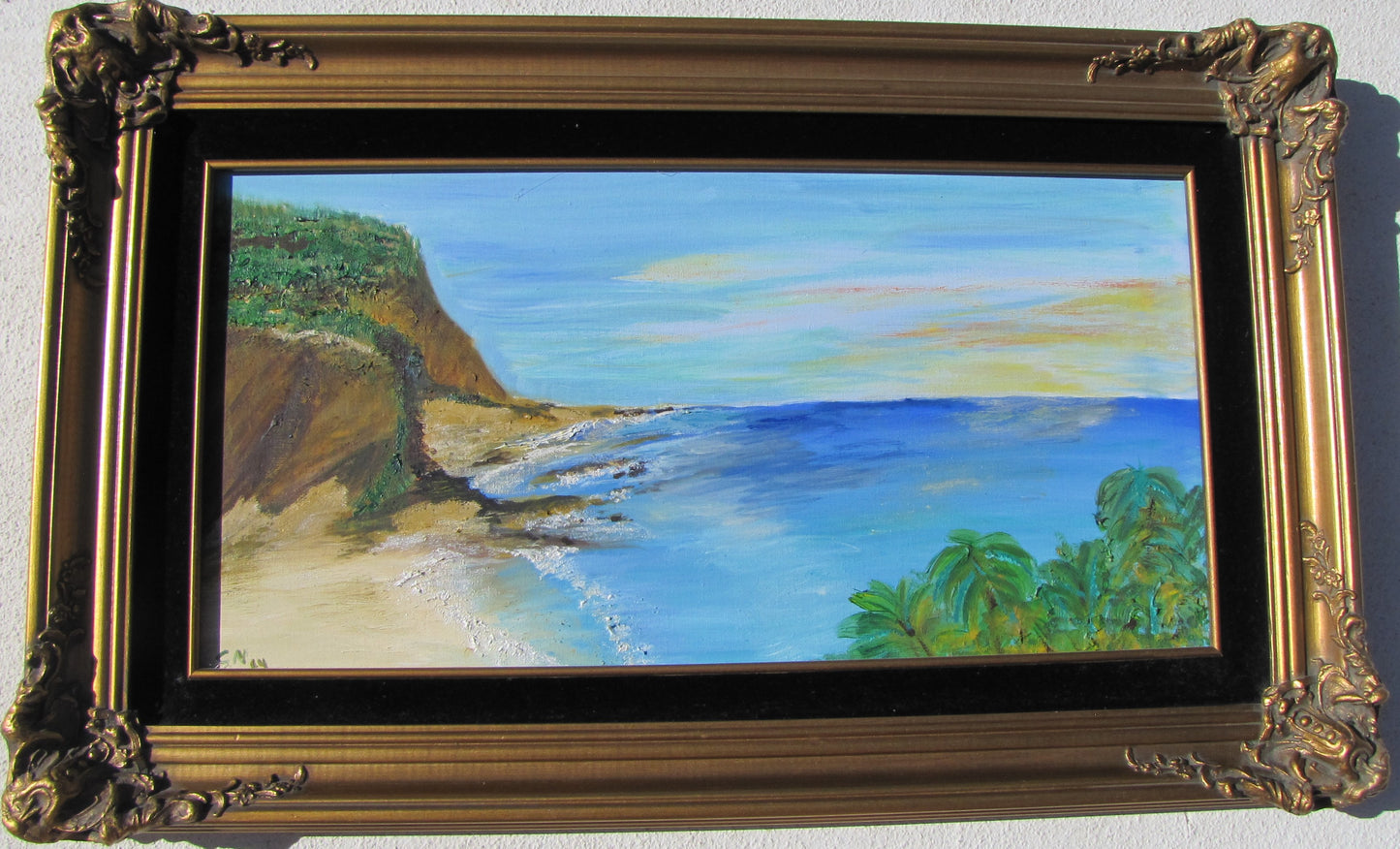 Oil Painting on Canvas: Cliff Shoreline by Carolyn Noble WITHOUT FRAME