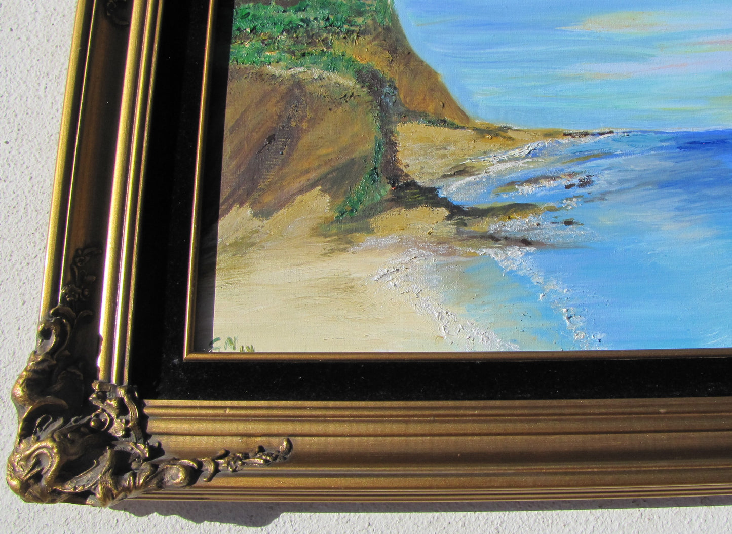 Oil Painting on Canvas: Cliff Shoreline by Carolyn Noble WITHOUT FRAME