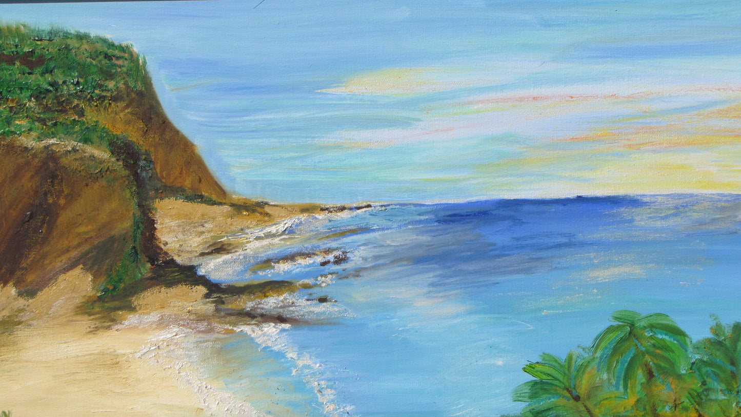 Oil Painting on Canvas: Cliff Shoreline by Carolyn Noble WITHOUT FRAME