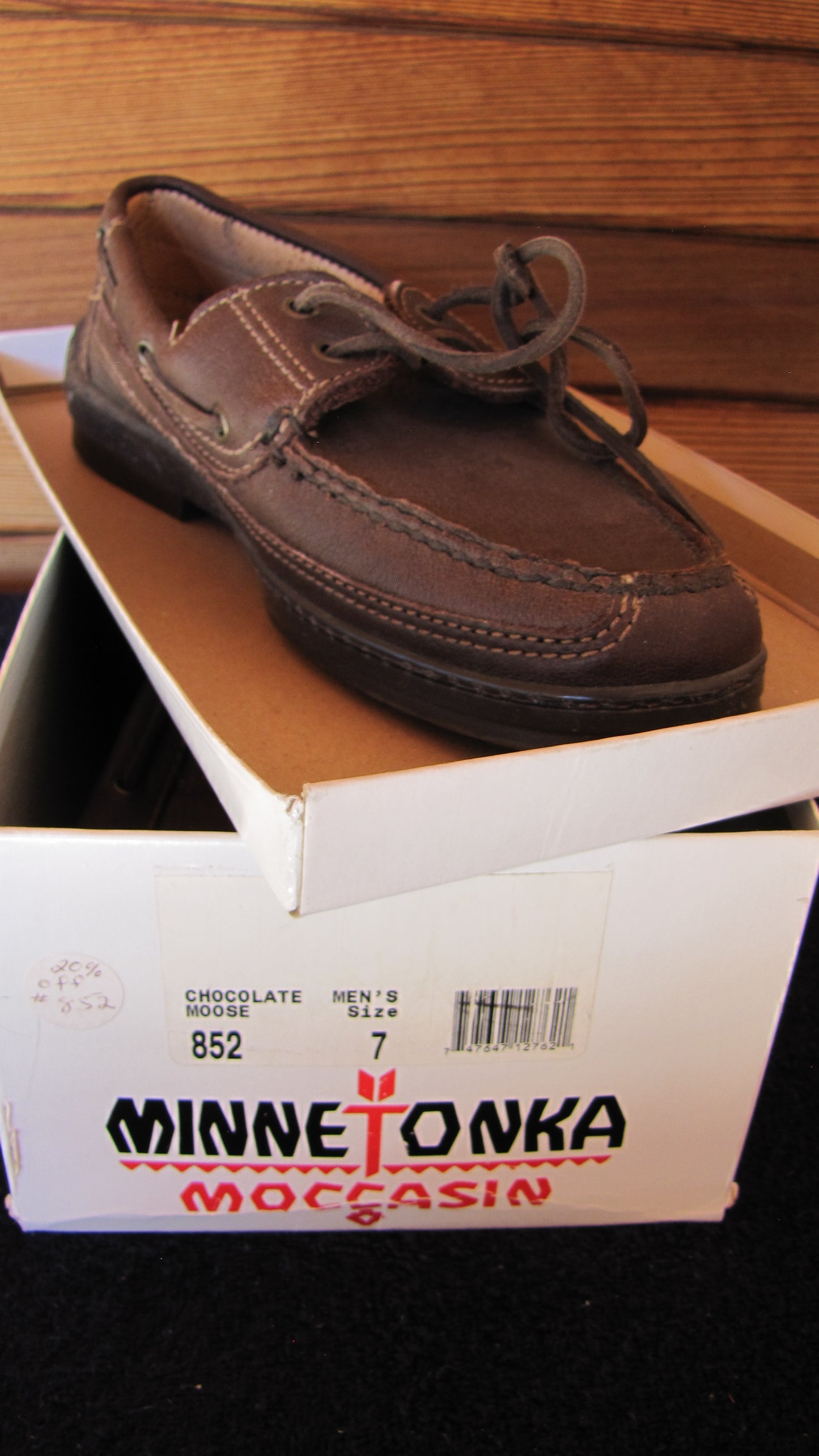 Moccasins by Minnetonka Mens Size 7 Dark Brown Slip Loafer on