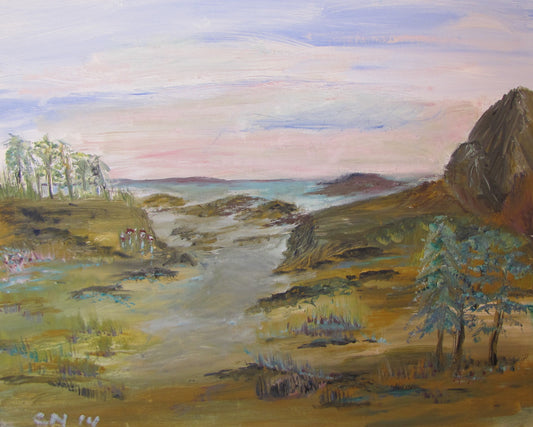 Original Oil Painting on Canvas Without Frame: Pastel Sky by Carolyn Noble