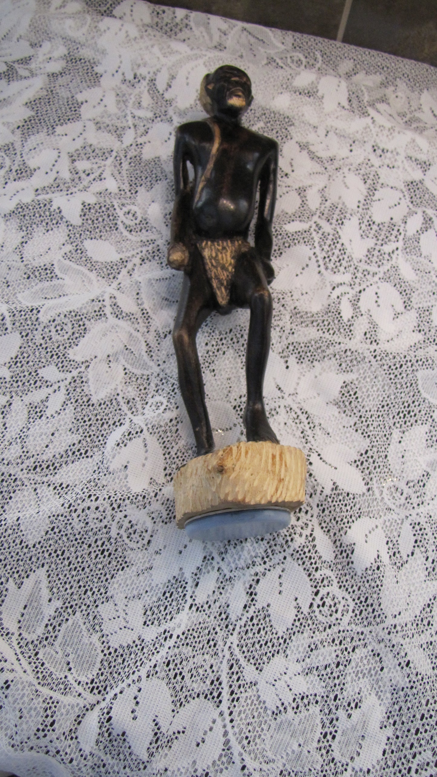 Antique; Africa farmer, Hand carved wooden statue