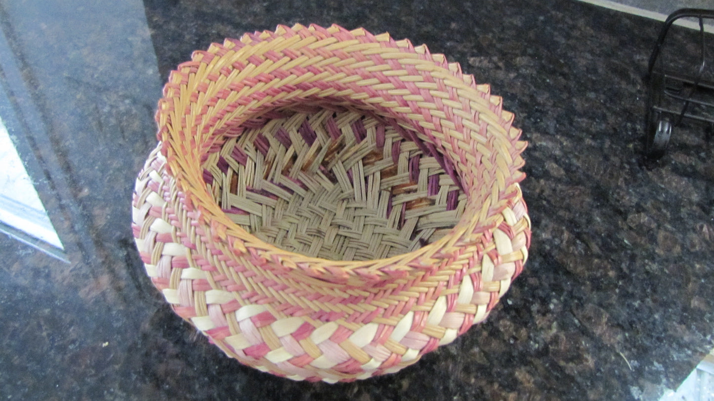 Vintage; Tarahumara Indian Hand Woven double weave Pine Needle basket