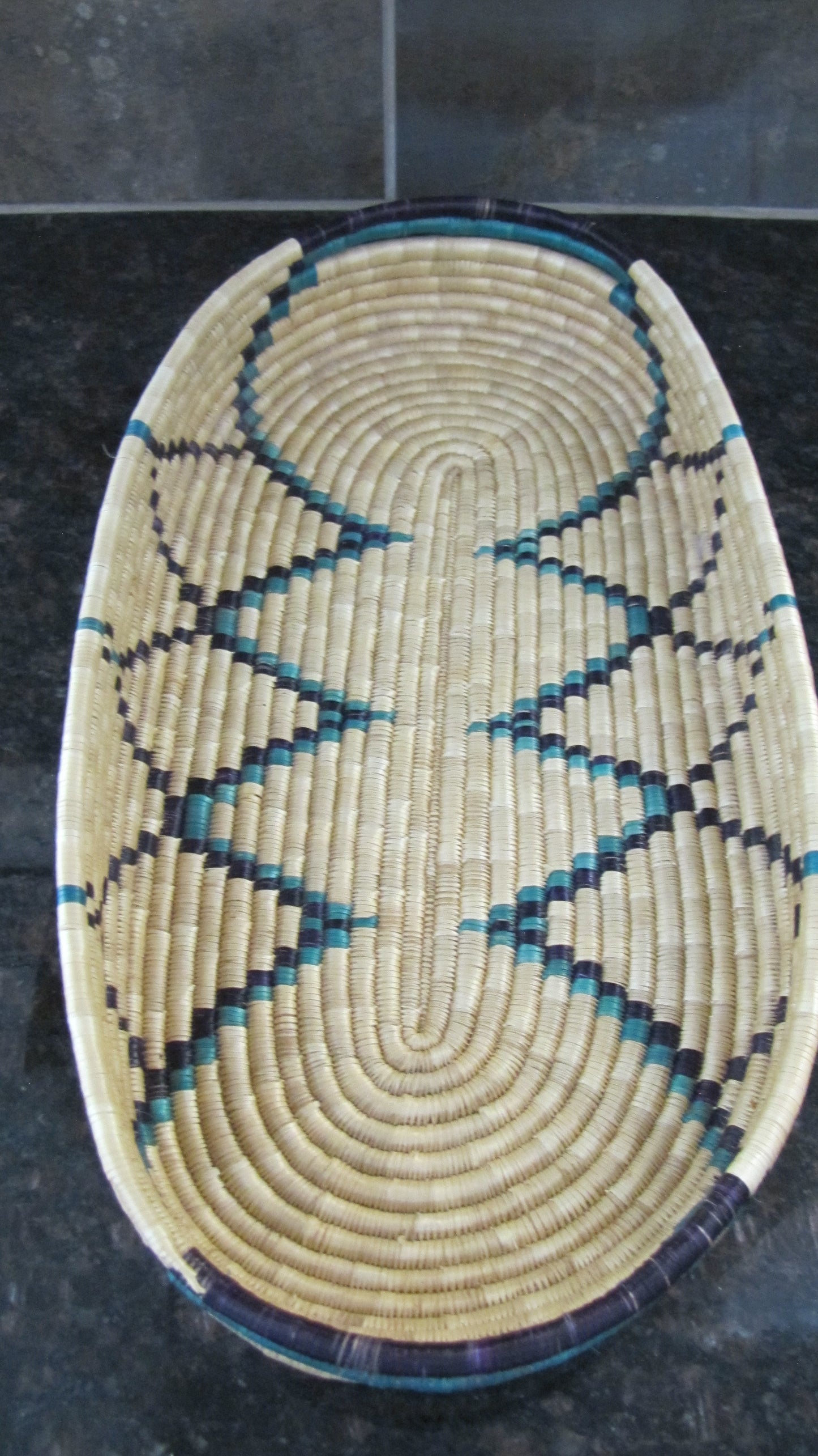 Vintage; Basket, South American Design, hand-weaved South American Indian Art