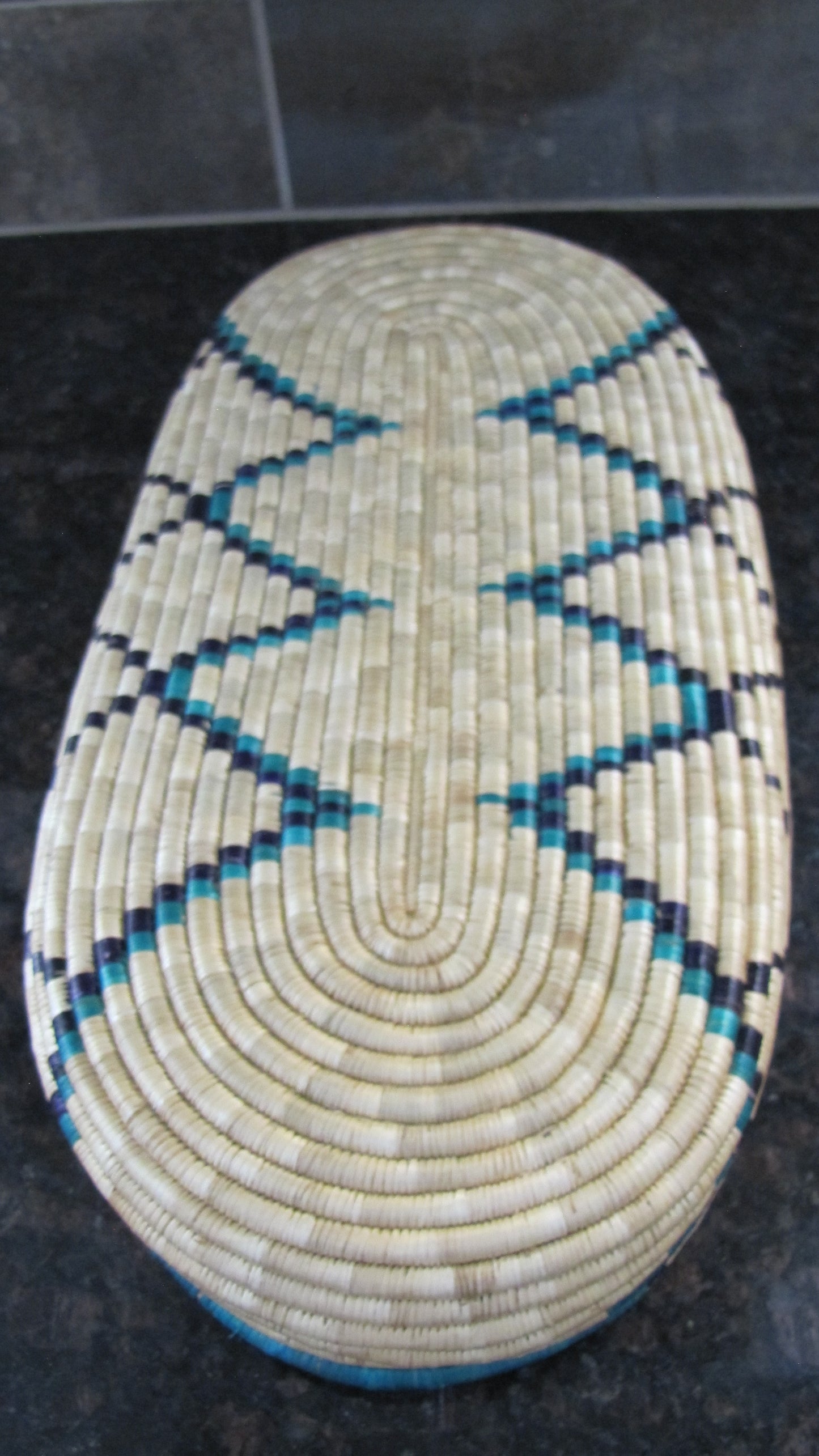 Vintage; Basket, South American Design, hand-weaved South American Indian Art