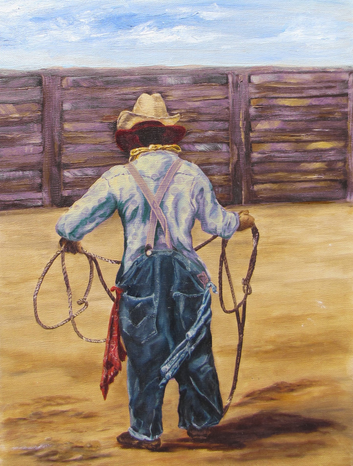 Rodeo Clown Painting, signed with note to "Ronnie"