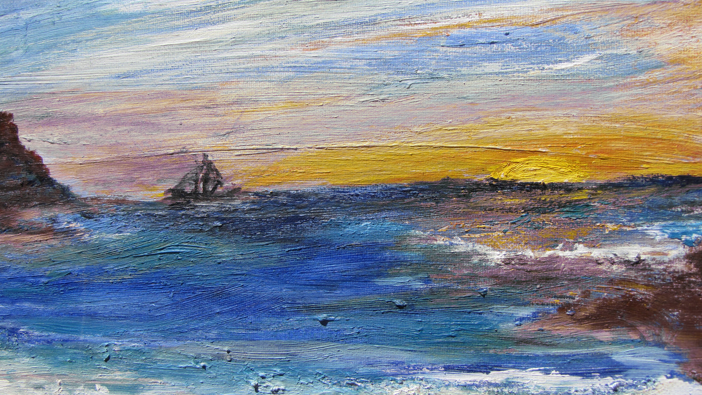 Ship at Sea Oil Painting by Carolyn