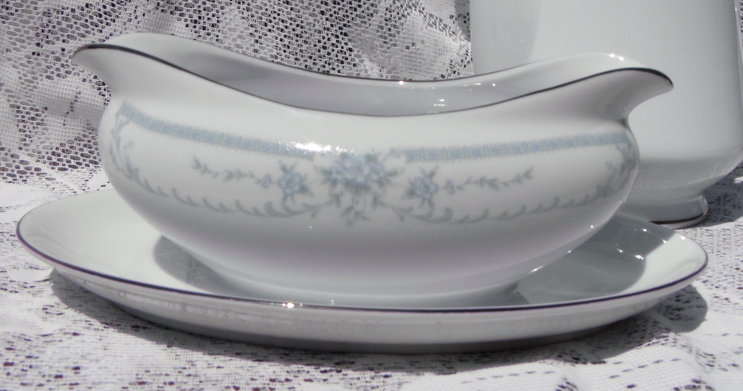 Sheffield Blue Whisper China Attached Gravy Bowl