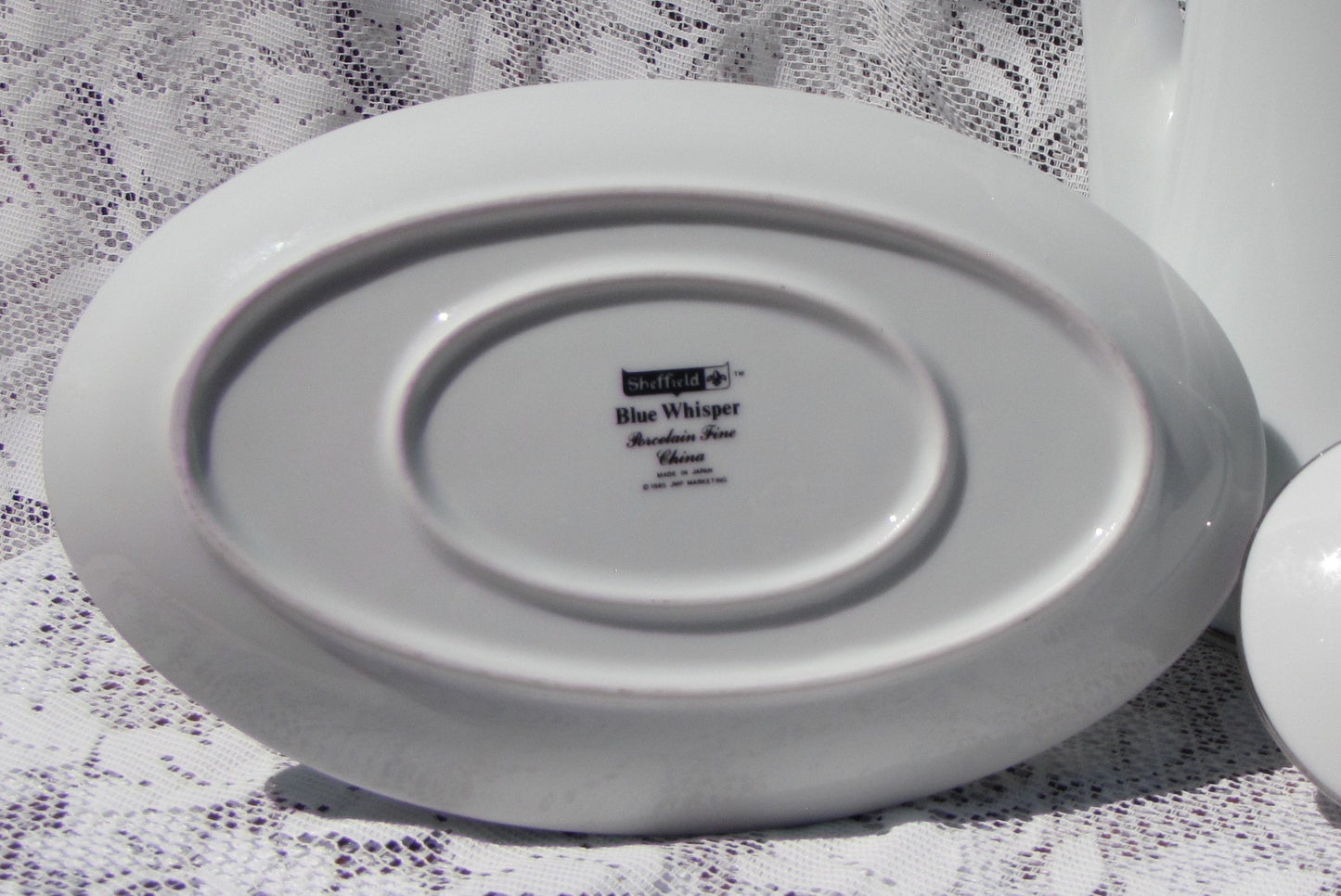 Sheffield Blue Whisper China Attached Gravy Bowl