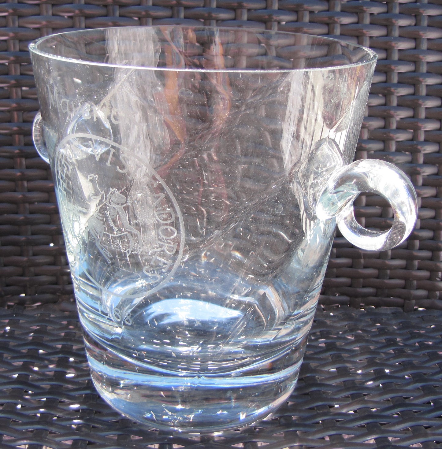 Maverick 1988 Rancheros Visitadores Etched Glass Vase, Large with Double Ears