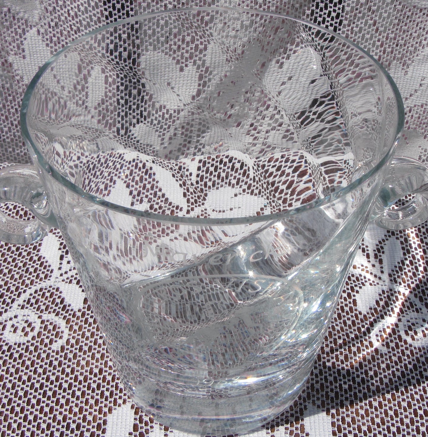 Maverick 1988 Rancheros Visitadores Etched Glass Vase, Large with Double Ears