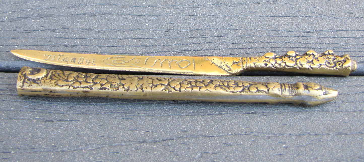 Vintage, Hand made, Istanbul Letter opener, brass 10 inch long