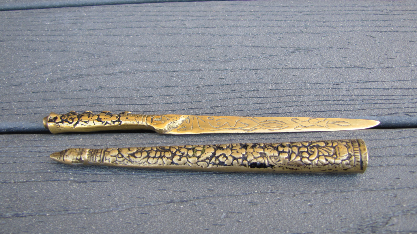 Vintage, Hand made, Istanbul Letter opener, brass 10 inch long