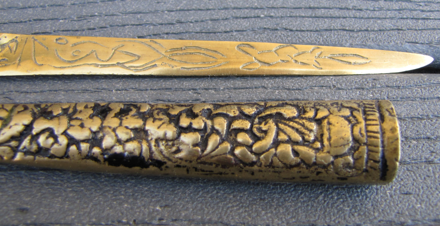 Vintage, Hand made, Istanbul Letter opener, brass 10 inch long