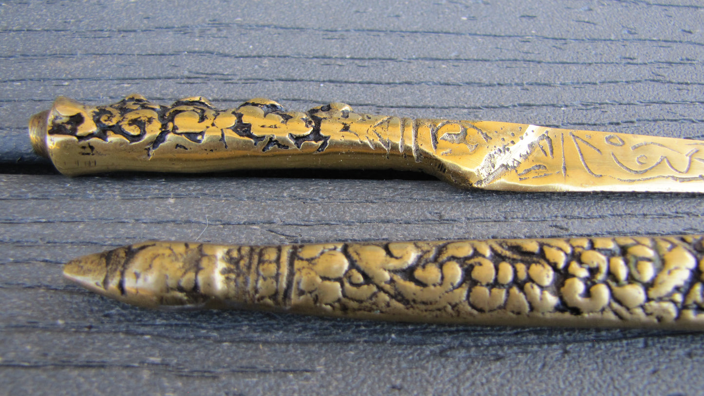 Vintage, Hand made, Istanbul Letter opener, brass 10 inch long