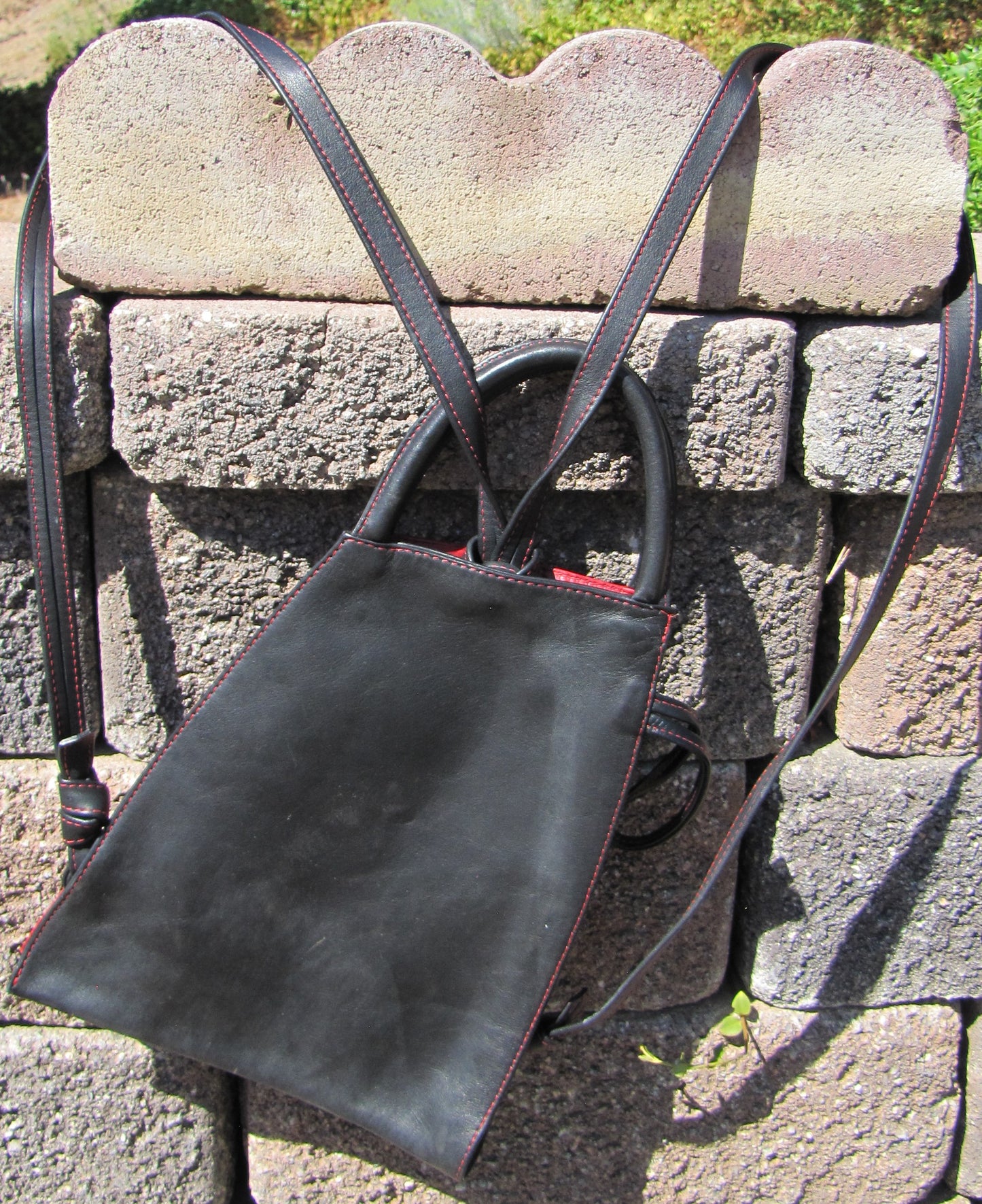 Vintage, Collectable,  Leather Purse, Red and Brown. Rare Find