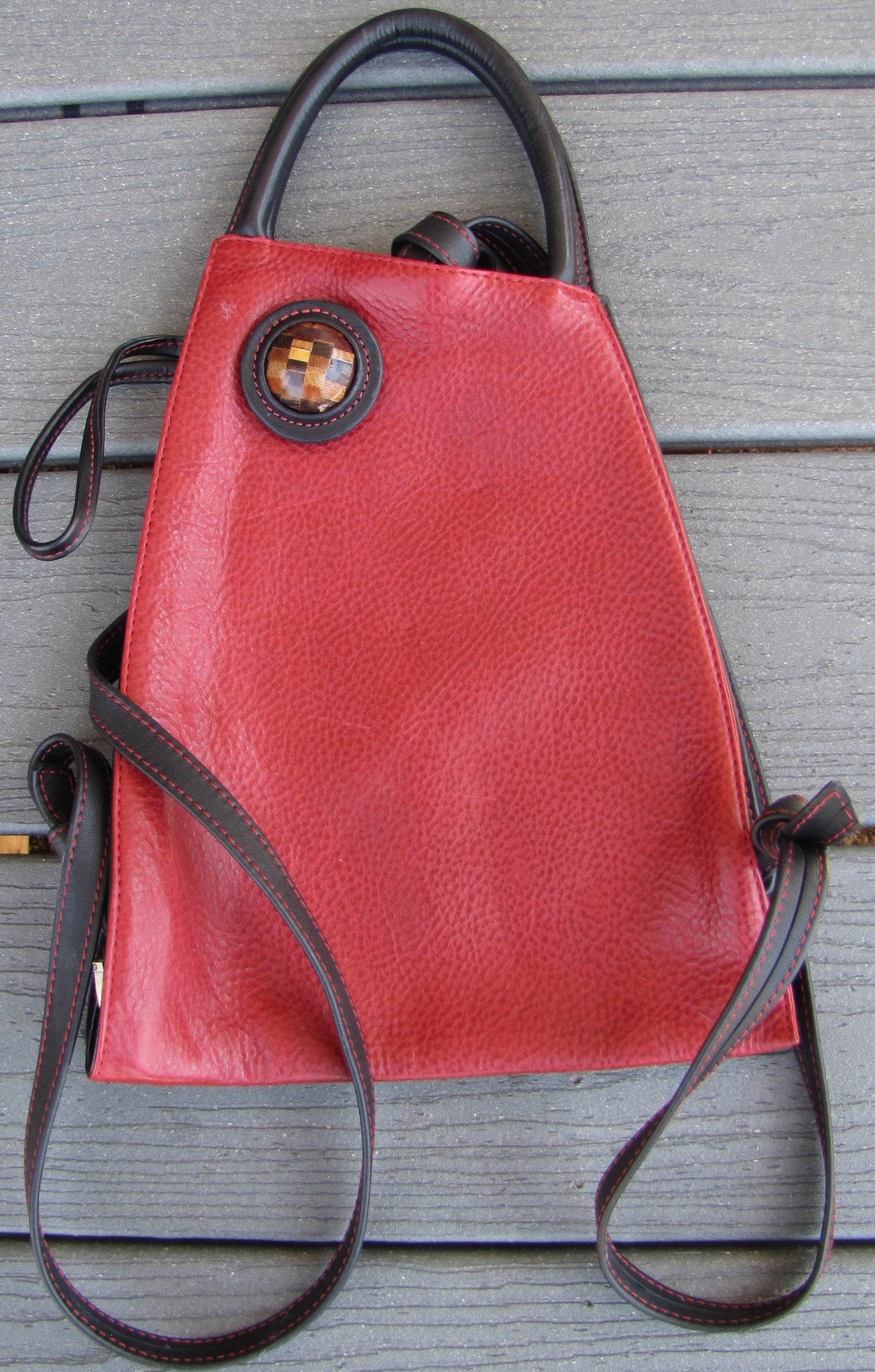 Vintage, Collectable,  Leather Purse, Red and Brown. Rare Find