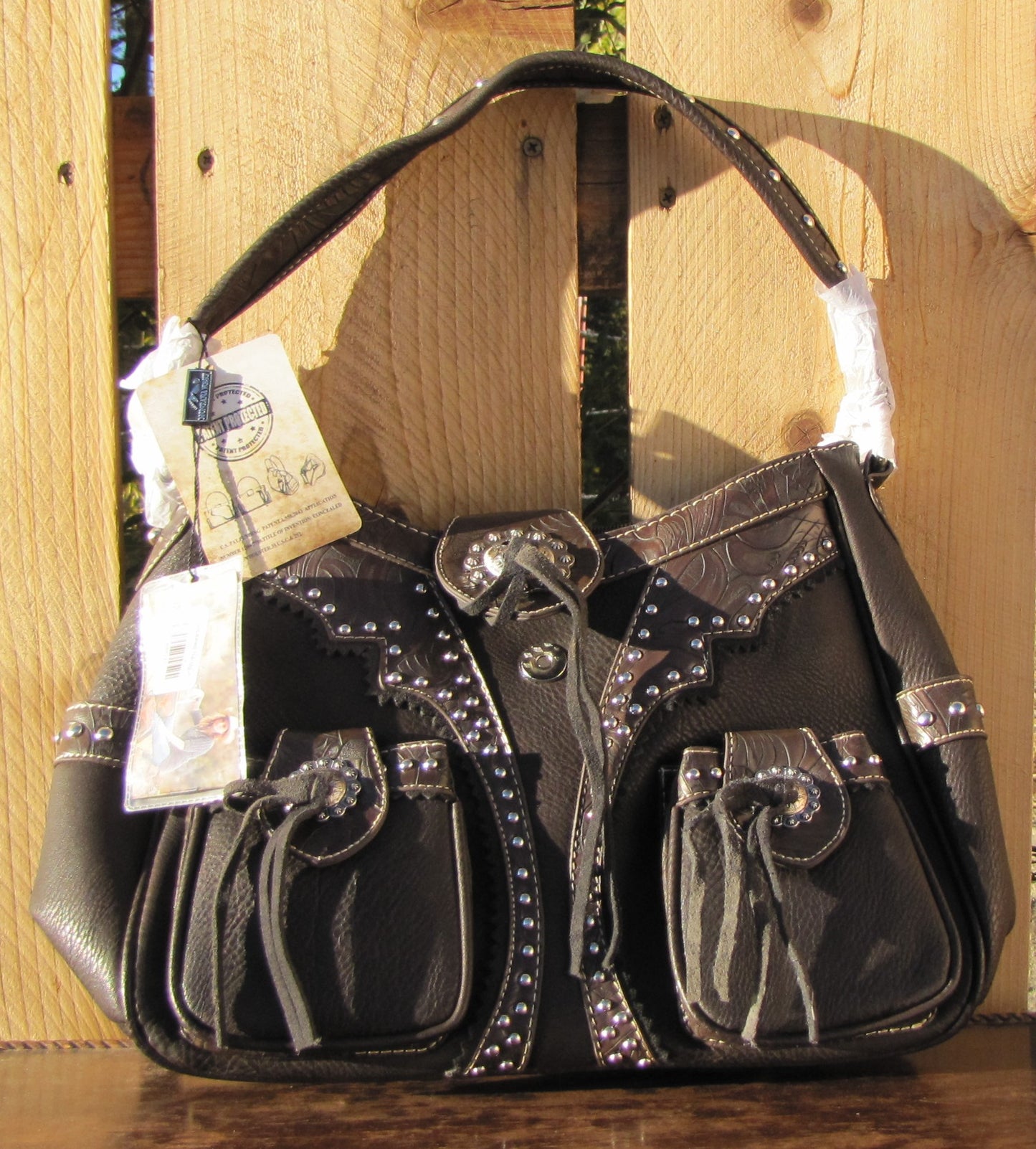 Leather:  Purse Large Black Montana West with Concealed Handgun Pocket