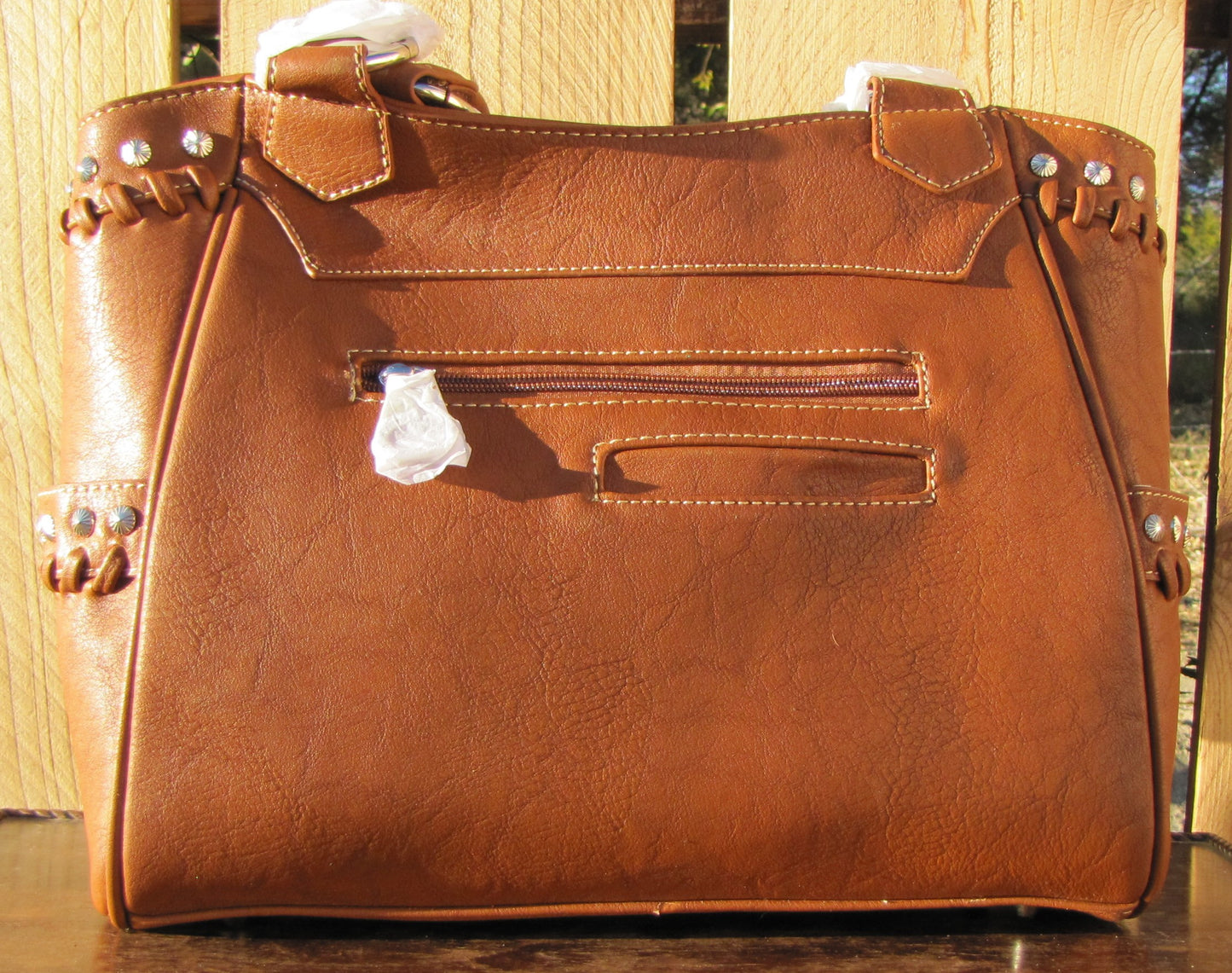 Leather Purse: Large Light Brown Tooled Handbag by Montana West