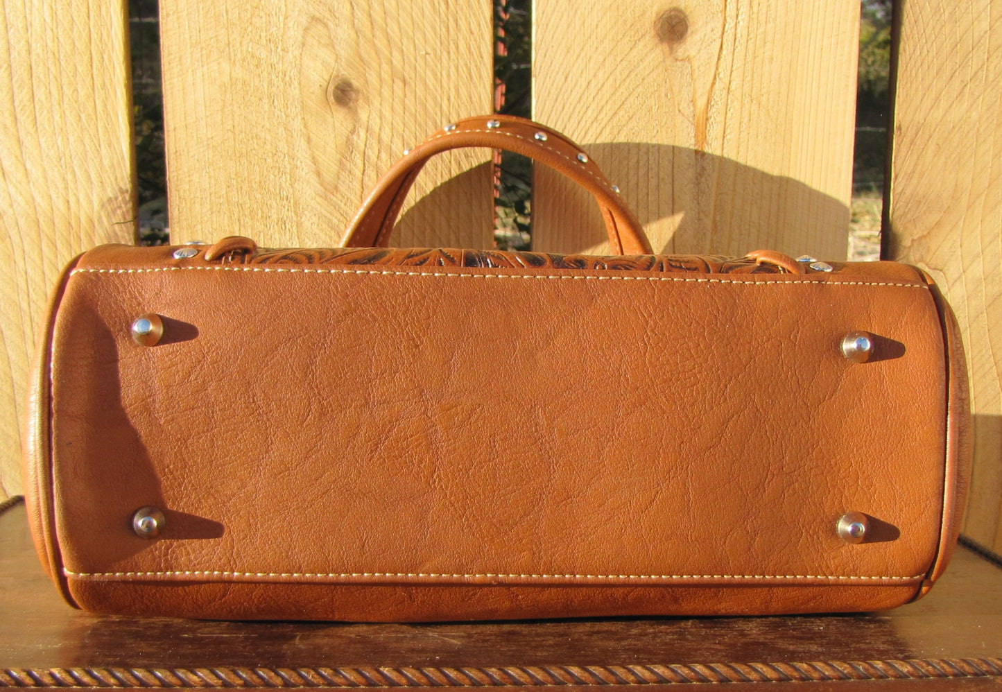 Leather Purse: Large Light Brown Tooled Handbag by Montana West