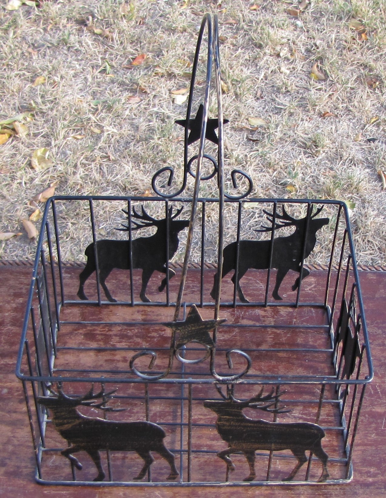 Metal / Wire Basket with Reindeer and Star