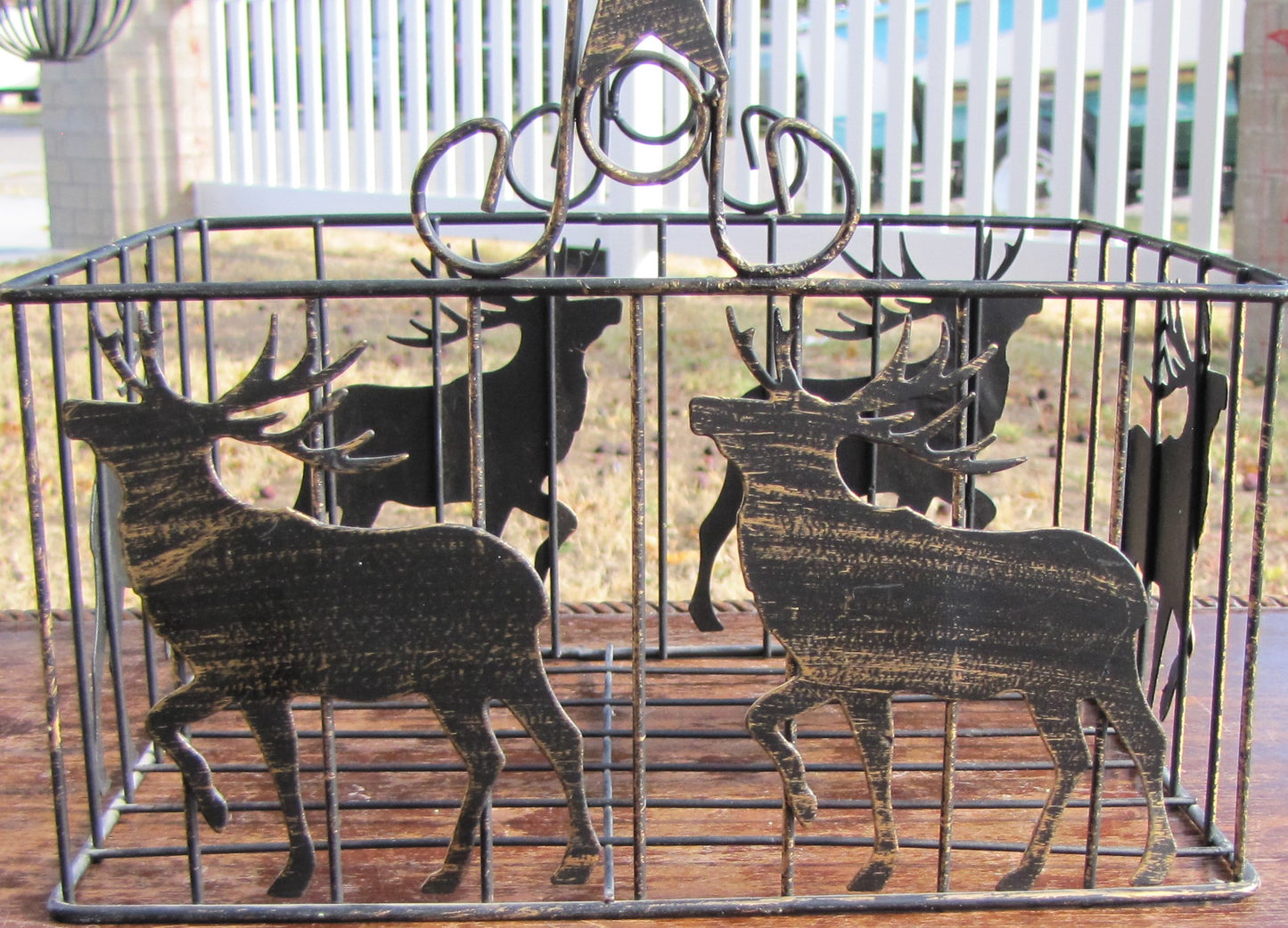 Metal / Wire Basket with Reindeer and Star