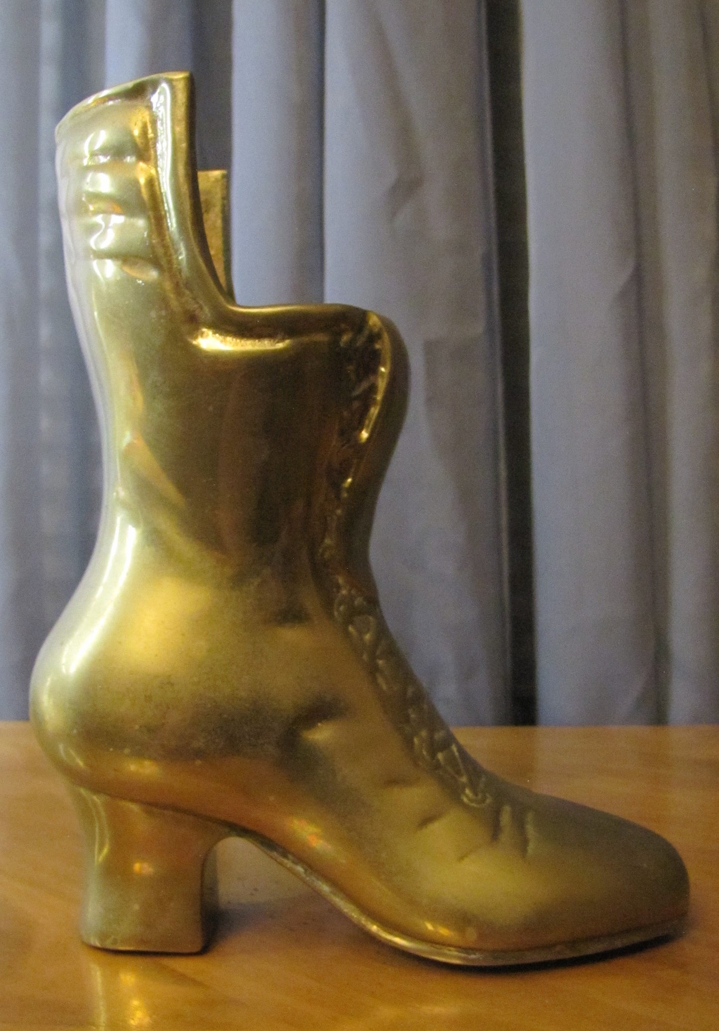 Vintage Brass Victorian Boot Vase, Planter, or Match Holder