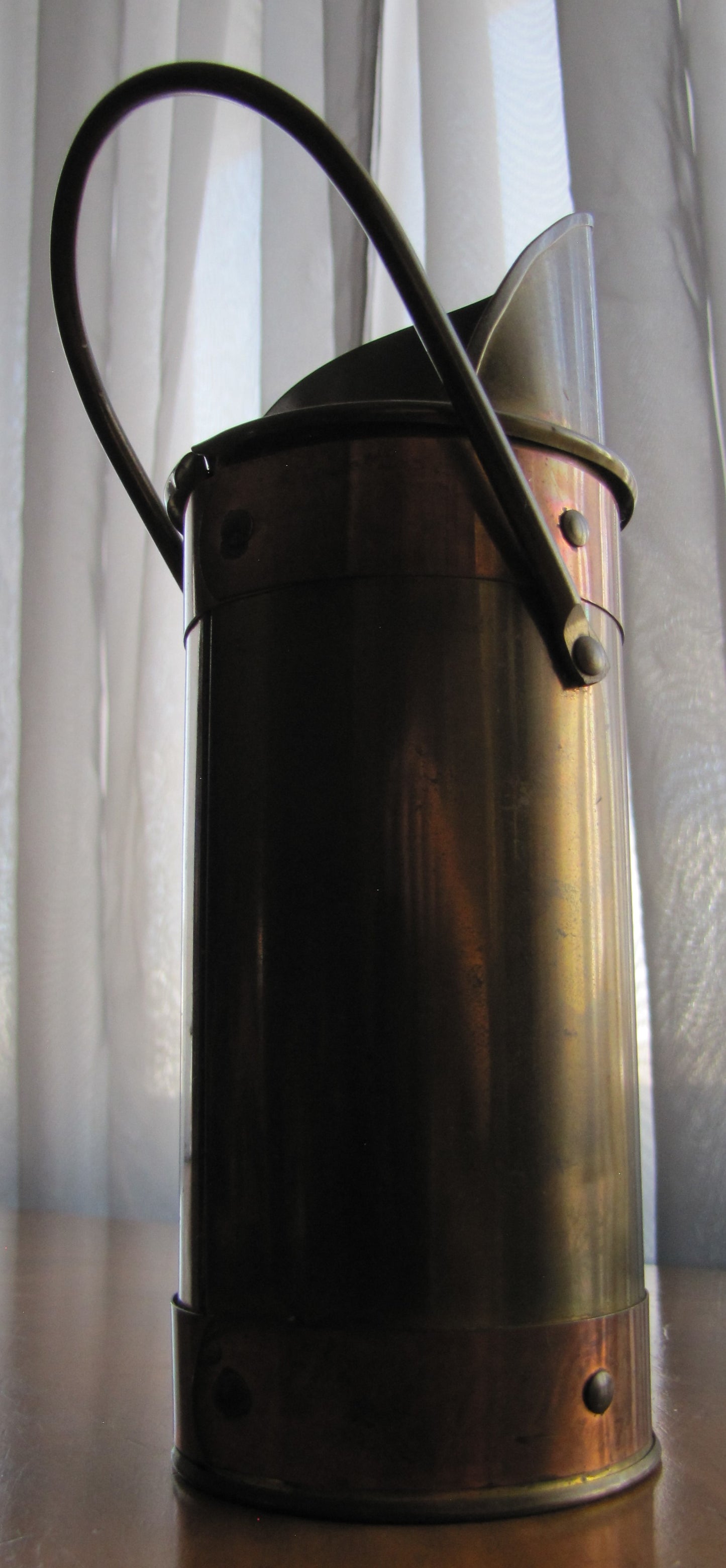 Vintage brass and copper small coal, match holder