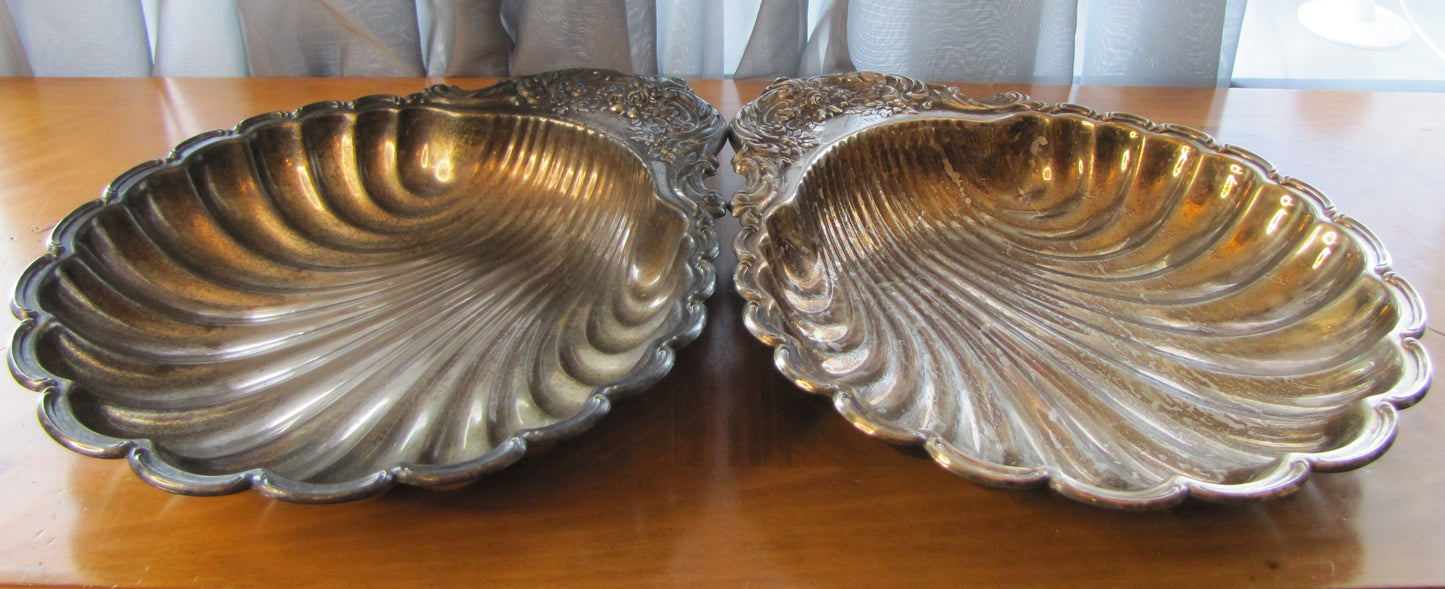 Sterling Silver Santa Cruz Co, Fair Half Clam Shell Serving Platter/Trophy? (2)