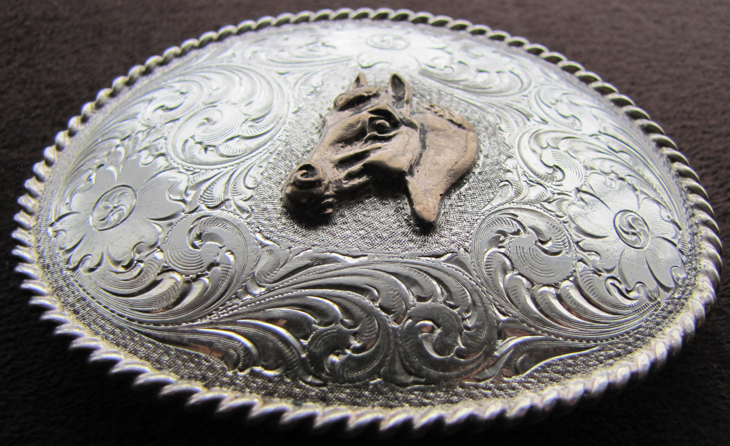 Sterling Silver Belt Buckle with Horse Bust #1