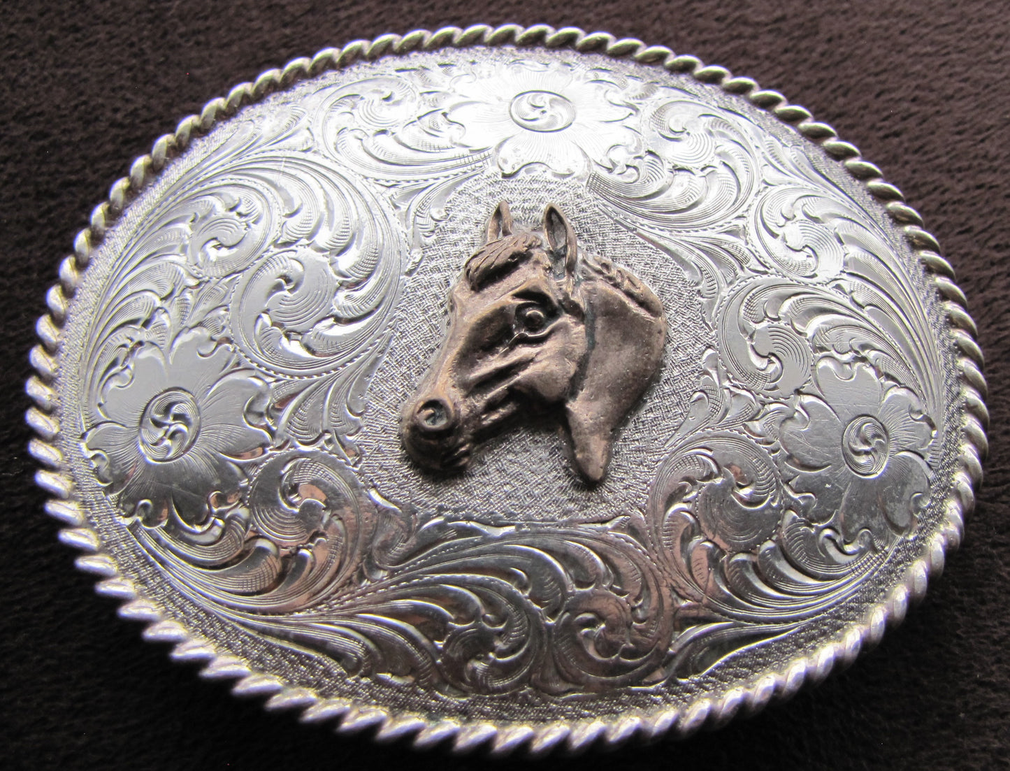 Sterling Silver Belt Buckle with Horse Bust #1