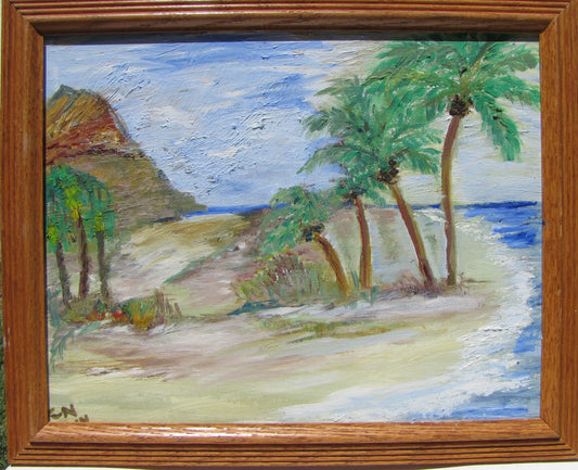 Original Oil Painting on Canvas WITHOUT FRAME: Palm Island by Carolyn Noble